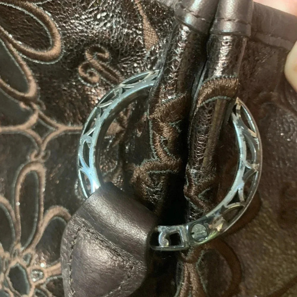 Brighton Retired Valencia Floral Embroidered
Metallic Brown Leather Bag - Picture 11 of 12